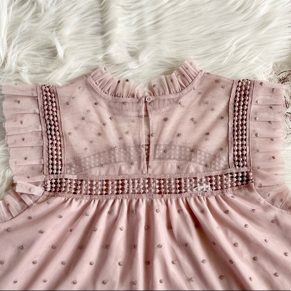 BB Dakota Women’s Sleeveless Roslyn Embroidered Dotted Mesh Pink Top EUC Size S - Picture 4 of 9